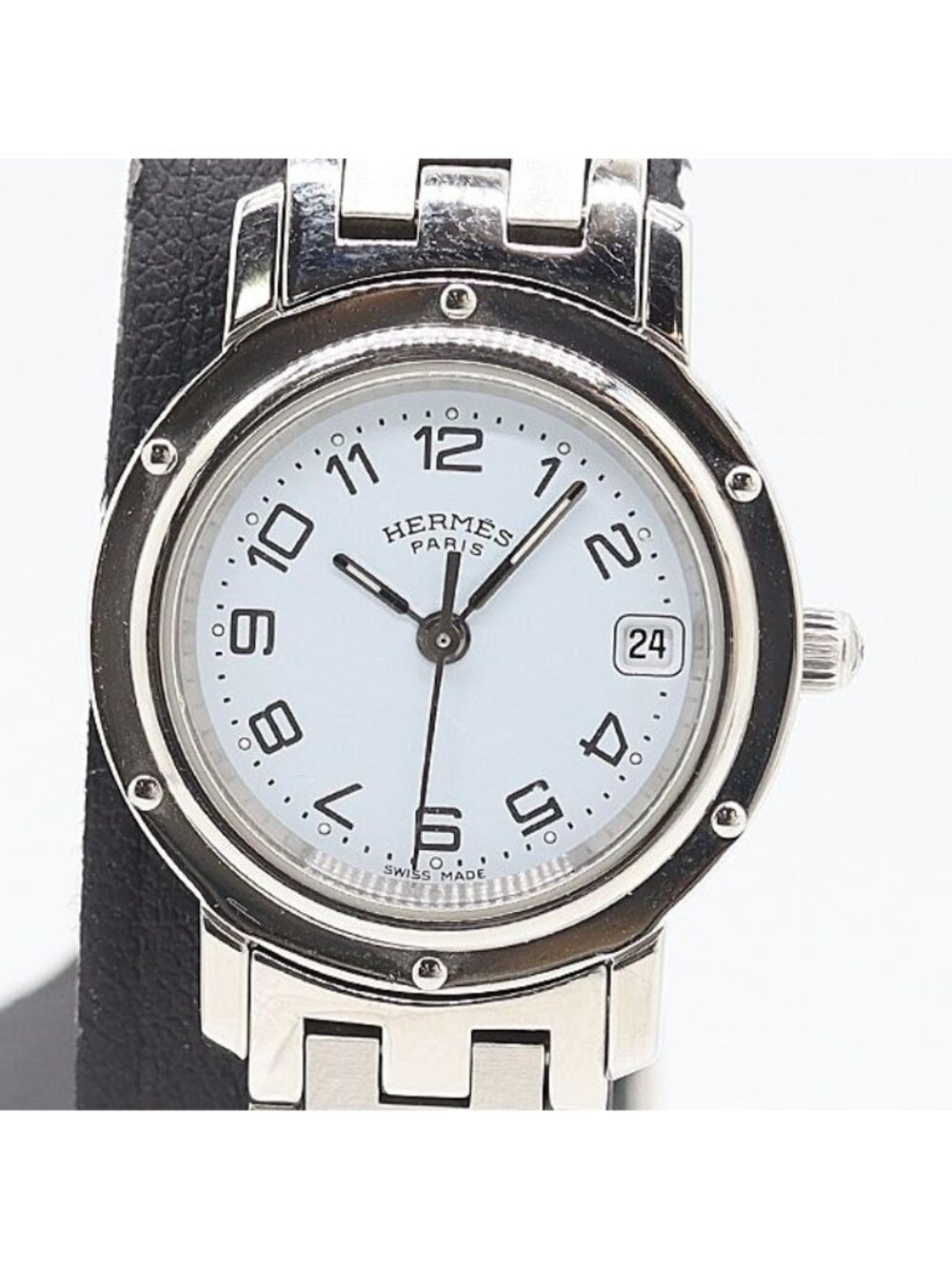 Hermes Clipper Date White Dial Watch